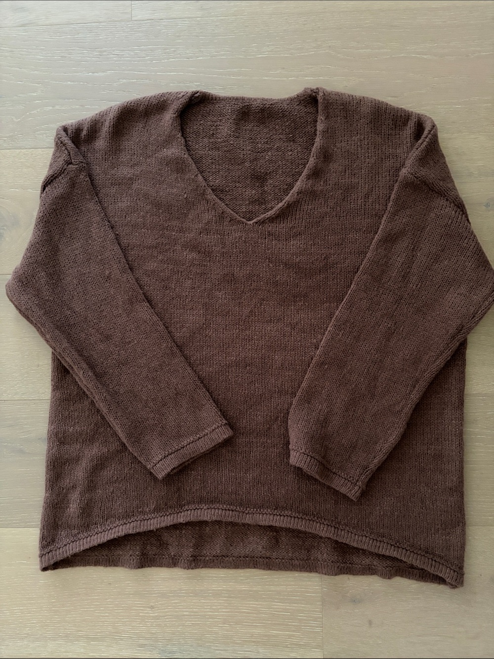 Oversized V-Neck Women's Sweater in Chocolate Brown